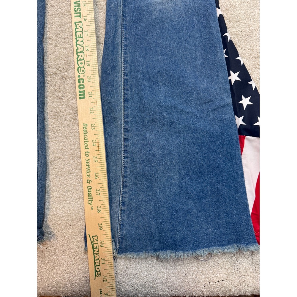 American Flag Flare Jeans Distressed Bell Bottom Denim Blue Patriotic 30x31 - Picture 2 of 5
